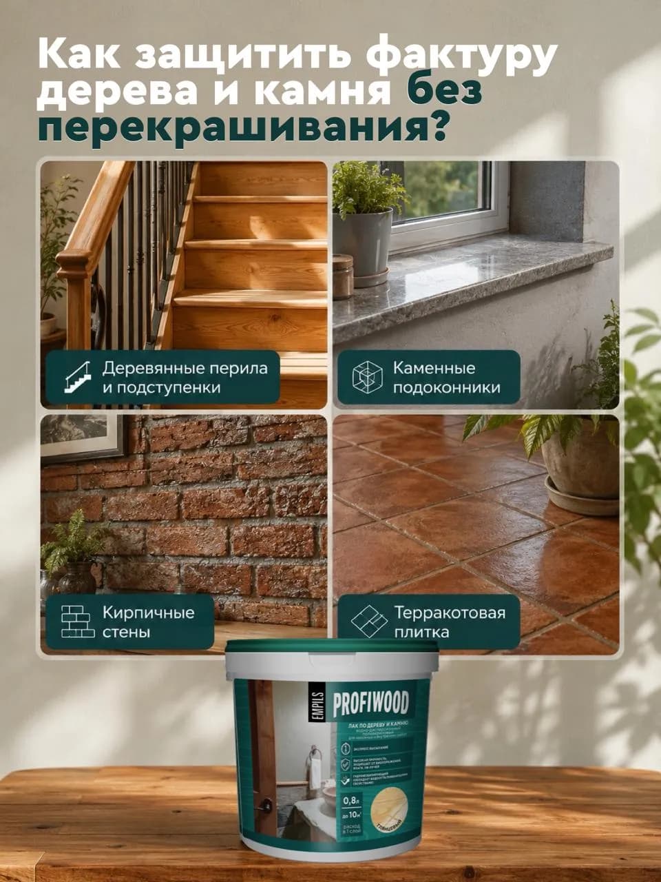 Изображение решения «Как защитить фактуру дерева и камня?»