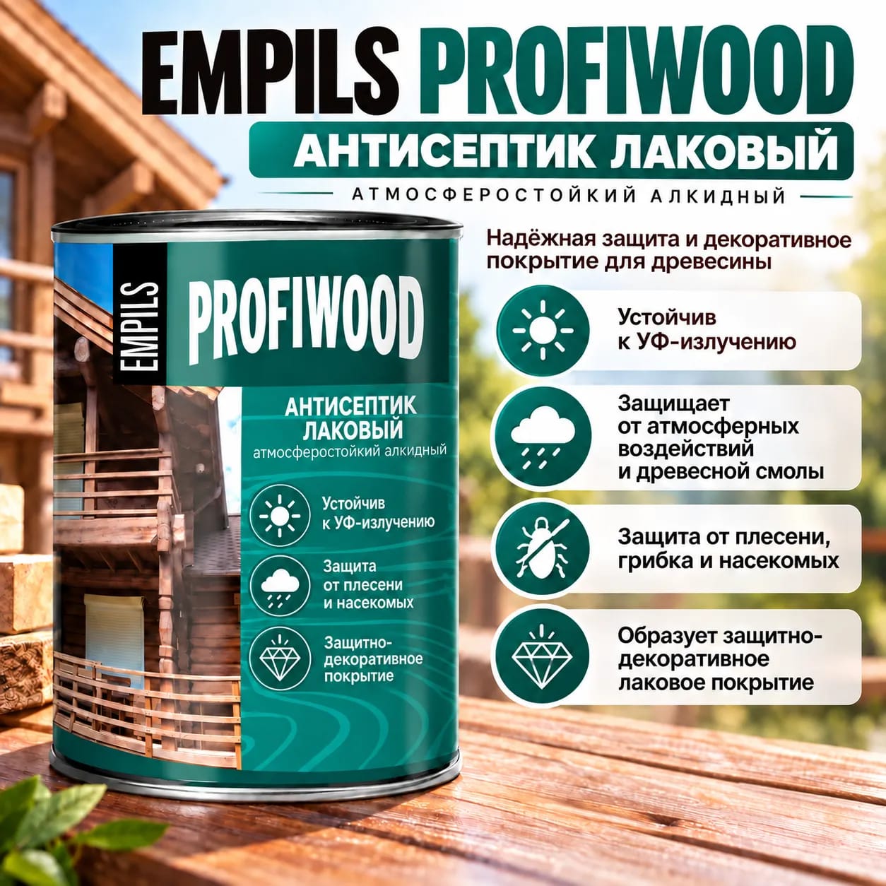 PROFIWOOD түсті лак антисептигі
